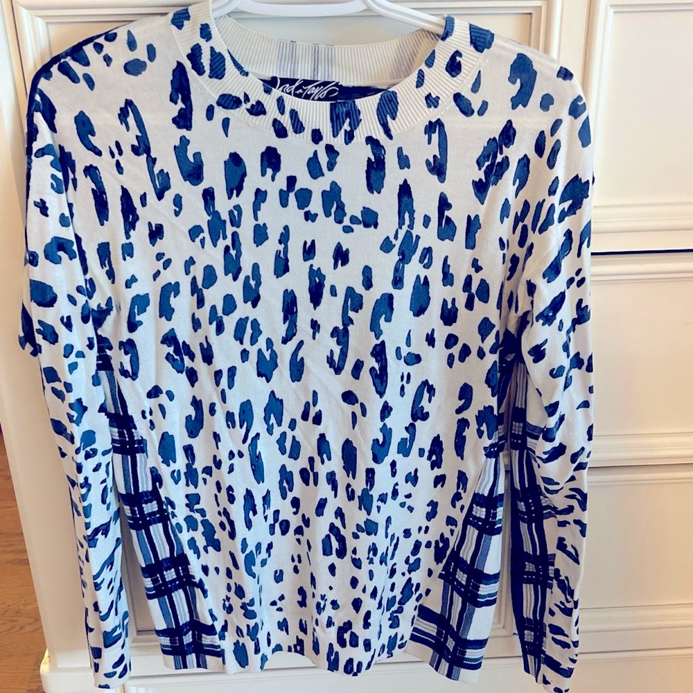 Plaid And Leopard Mixed Print Lightweight Pullove… - image 1
